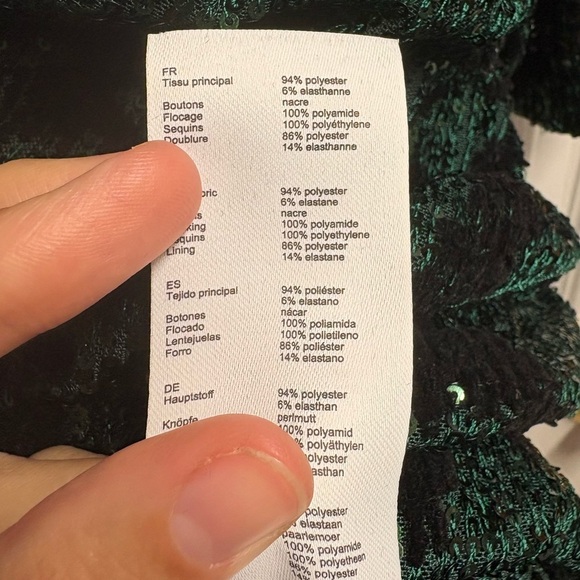 NWT MAJE Green/ Black Sequin Embroidered Mini Dress Size XL - Picture 4 of 6